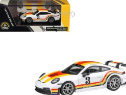 2025 Porsche 911 GT3 (992.2) #3 "Andial Livery" White with Stripes 1/64 Diecast Model Car by Paragon Models