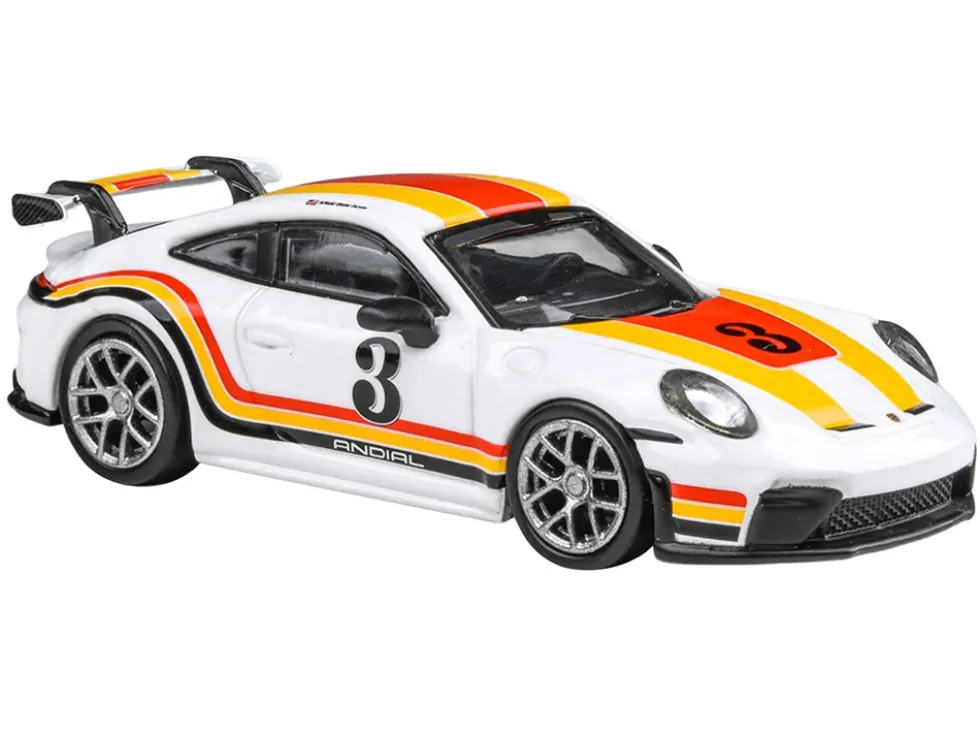 2025 Porsche 911 GT3 (992.2) #3 "Andial Livery" White with Stripes 1/64 Diecast Model Car by Paragon Models