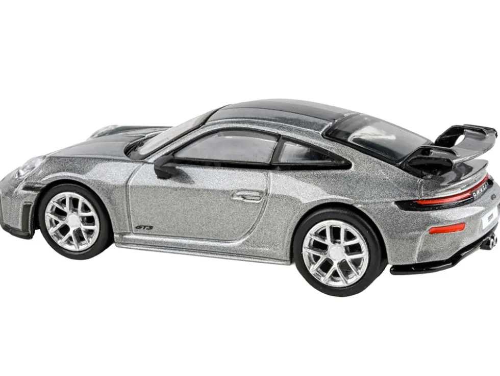 2025 Porsche 911 GT3 (992.2) GT Silver Metallic with Carbon Stripe 1/64 Diecast Model Car by Paragon Models