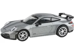 2025 Porsche 911 GT3 (992.2) GT Silver Metallic with Carbon Stripe 1/64 Diecast Model Car by Paragon Models
