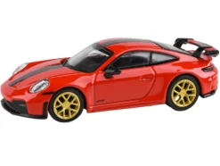 2025 Porsche 911 GT3 (992.2) Guards Red with Carbon Stripe and Gold Wheels 1/64 Diecast Model Car by Paragon Models