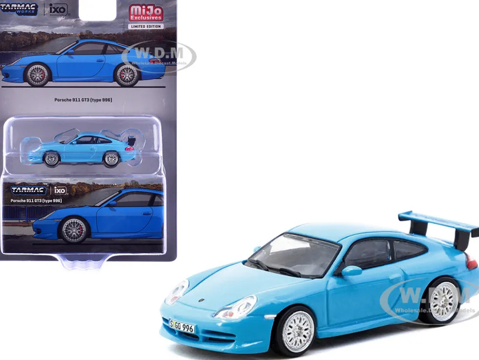 Porsche 911 GT3 (996) Light Blue "Global64" Series 1/64 Diecast Model by Tarmac Works