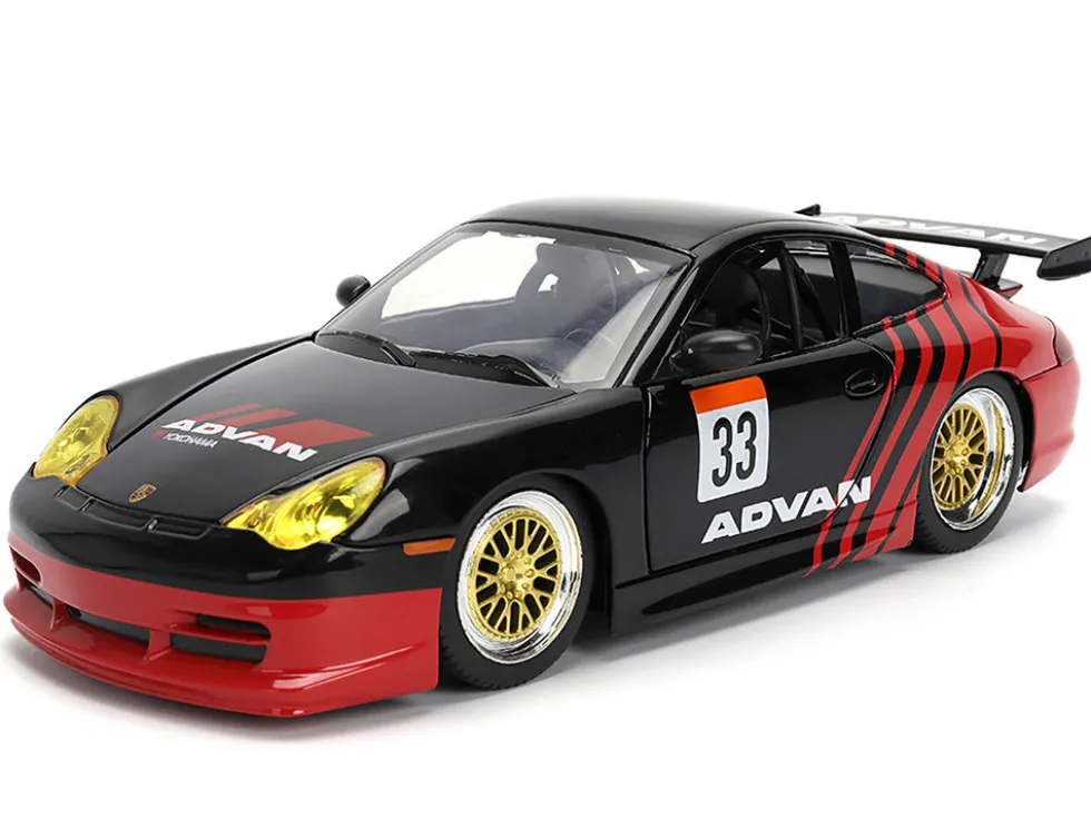 Porsche 911 GT3 RS (996) #33 "ADVAN" Black and Red "Hyper-Spec" Series 1/24 Diecast Model Car by Jada