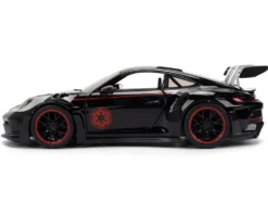 Porsche 911 GT3 RS (992) Black with Silver Hood and Graphics and Darth Vader Figure 