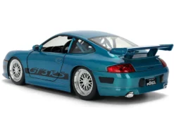 Porsche 911 GT3 RS (996) Blue Color Brush Finish "Fast Five" (2011) Movie "25 Years of Fast & Furious" Series 1/24 Diecast Model Car by Jada