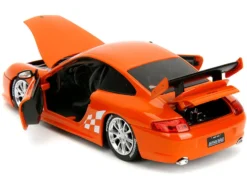 Porsche 911 GT3 RS (996) #008 "Bridgestone" Orange Metallic with White Graphics "Hyper-Spec" Series 1/24 Diecast Model Car by Jada
