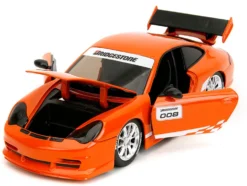 Porsche 911 GT3 RS (996) #008 "Bridgestone" Orange Metallic with White Graphics "Hyper-Spec" Series 1/24 Diecast Model Car by Jada