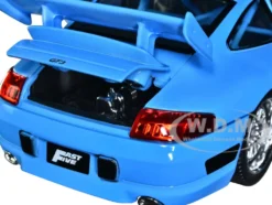 Porsche 911 GT3 RS Light Blue Black Accents Fast & Furious Movie 1/24 Diecast Model Car Jada 33667