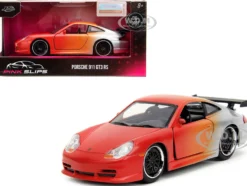Porsche 911 GT3 RS Matt Orange and Silver Metallic Pink Slips Series 1/32 Diecast Model Car Jada 34663