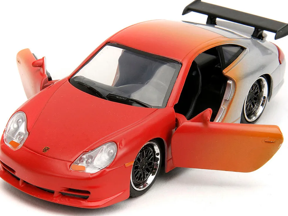 Porsche 911 GT3 RS Matt Orange and Silver Metallic Pink Slips Series 1/32 Diecast Model Car Jada 34663