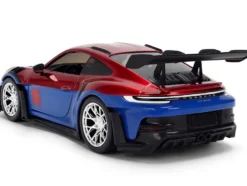 Porsche 911 GT3 RS (992) Red and Blue with Graphics and Spider-Man Diecast Figure