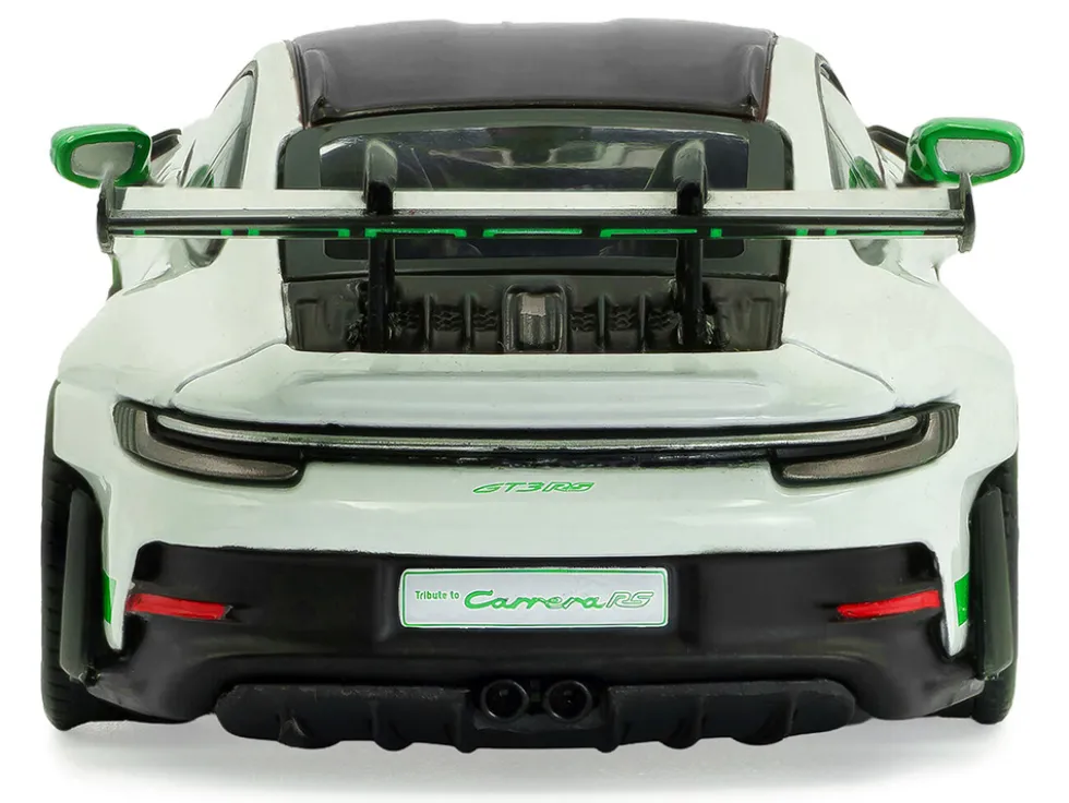 2023 Porsche 911 (992) GT3 RS "Tribute to Carrera RS Package" White with Green Stripes and Black Hood and Top 1/43 Diecast Model Car by Solido