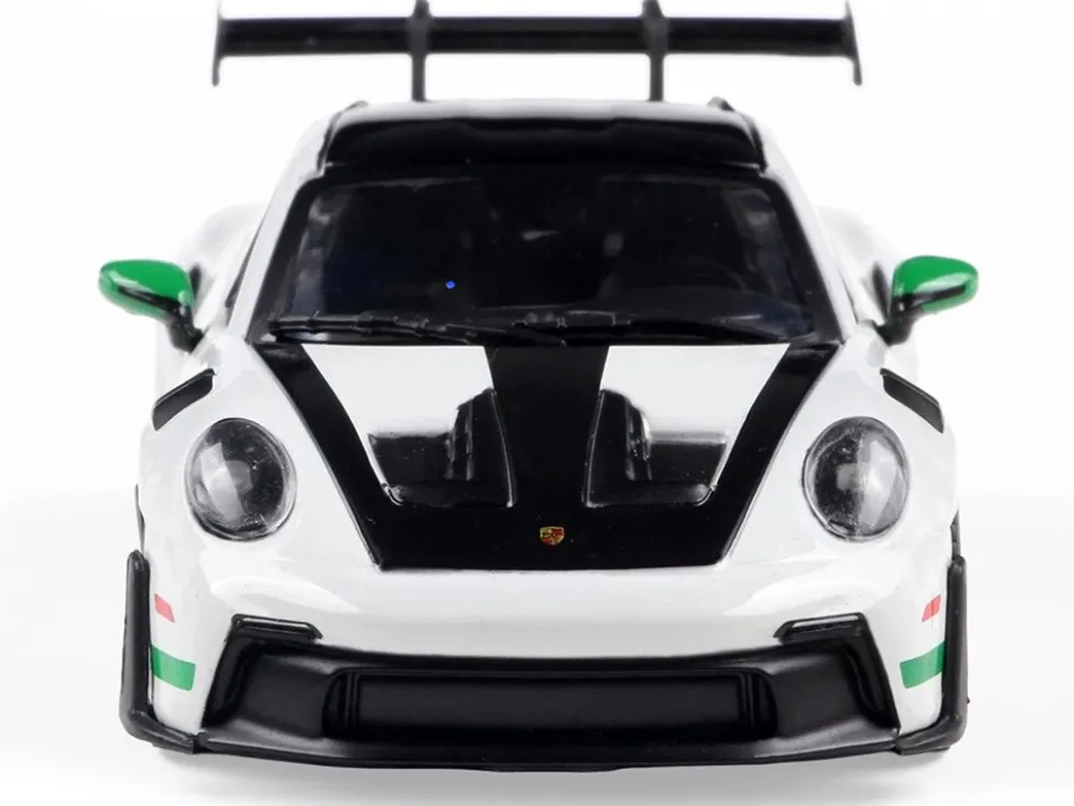 2023 Porsche 911 (992) GT3 RS "Tribute to Carrera RS Package" White with Green Stripes and Black Hood and Top 1/43 Diecast Model Car by Solido