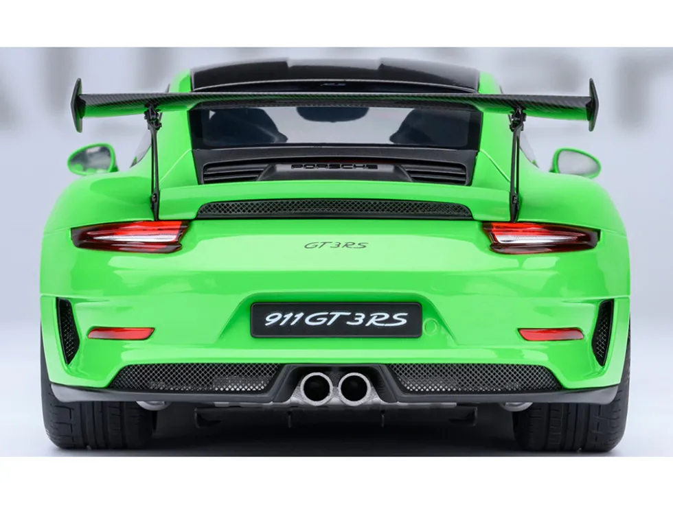 Porsche 911 (991.2) GT3 RS Weissach Lizard Green with Carbon Hood and Top 1/18 Model Car by Autoart