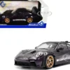 2024 Porsche 911 GT3 RS Weissach Package Viola Purple Metallic with Carbon Hood Stripes and Top 1/18 Diecast Model Car by Solido