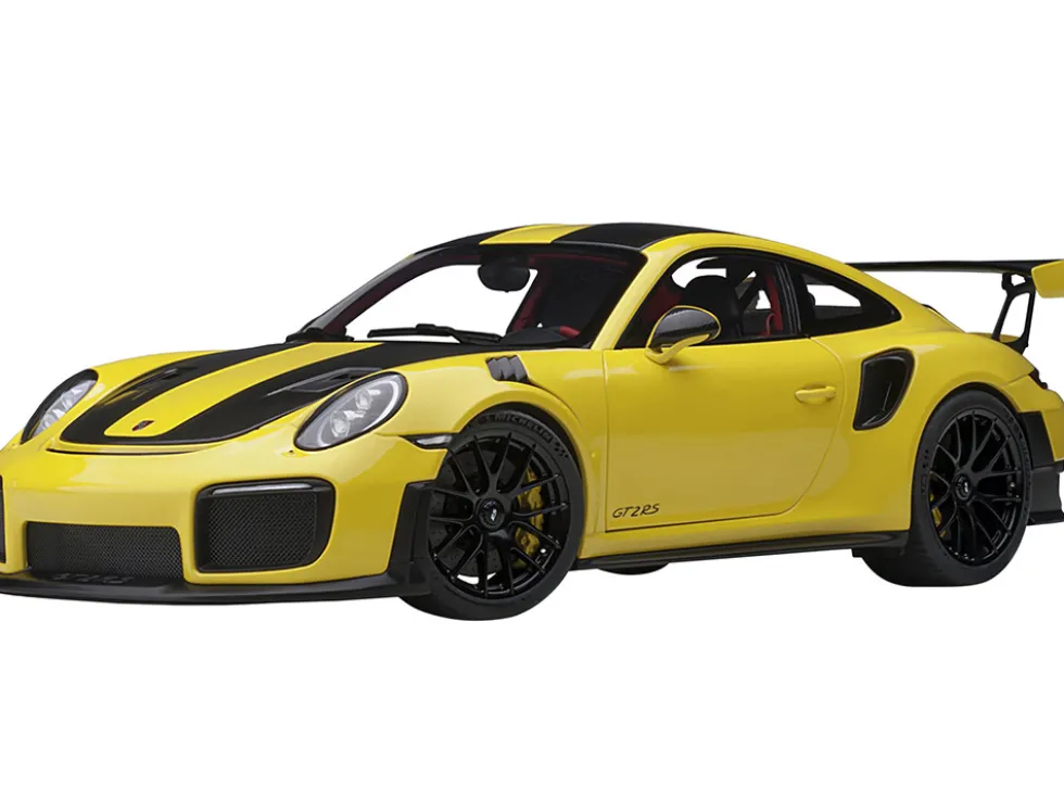 Porsche 911 991.2 GT2 RS Weissach Package Racing Yellow Carbon Stripes 1/18 Model Car Autoart 78172