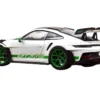 2022 Porsche 911 GT3 RS Weissach Pack White with Green Stripes And Carbon Hood and Top 1/18 Diecast Model Car by Norev