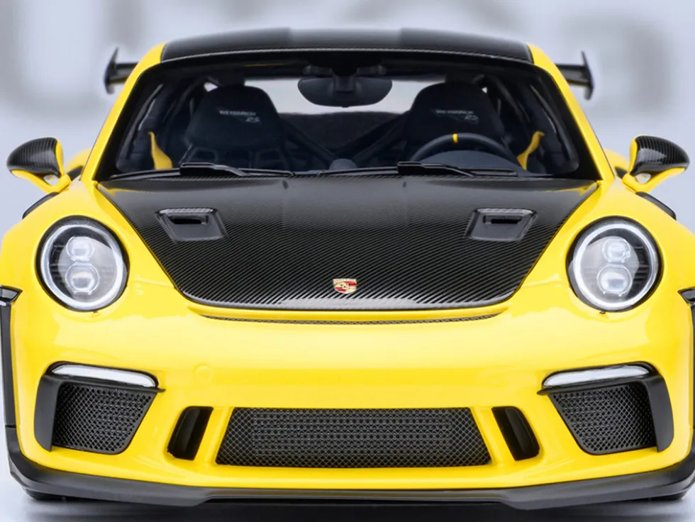 Porsche 911 (991.2) GT3 RS Weissach Racing Yellow with Carbon Hood and Top 1/18 Model Car by Autoart