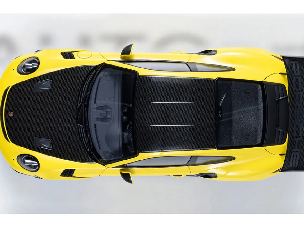 Porsche 911 (991.2) GT3 RS Weissach Racing Yellow with Carbon Hood and Top 1/18 Model Car by Autoart