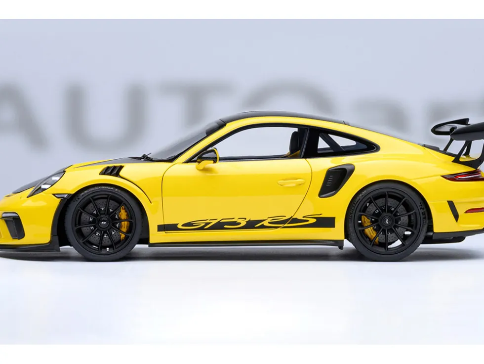 Porsche 911 (991.2) GT3 RS Weissach Racing Yellow with Carbon Hood and Top 1/18 Model Car by Autoart