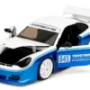 Porsche 911 GT3 RS (996) #845 White and Blue Metallic "Toyo Tires" "Hyper-Spec" Series 1/24 Diecast Model Car by Jada