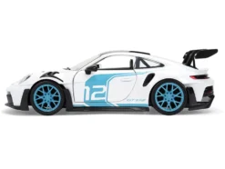 Porsche 911 GT3 RS (992) #12 White with Blue Stripes and Carbon Top "Hyper-Spec" Series 1/24 Diecast Model Car by Jada