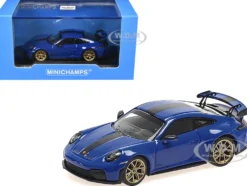 2025 Porsche 911 (992.2) GT3 Weissach Package Blue with Carbon Stripe Limited Edition to 240 pieces Worldwide 1/64 Diecast Model Car by Minichamps