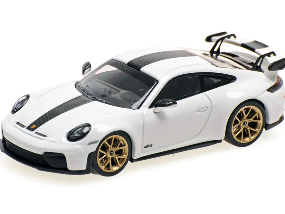 2025 Porsche 911 (992.2) GT3 Weissach Package White with Carbon Stripe Limited Edition to 240 pieces Worldwide 1/64 Diecast Model Car by Minichamps