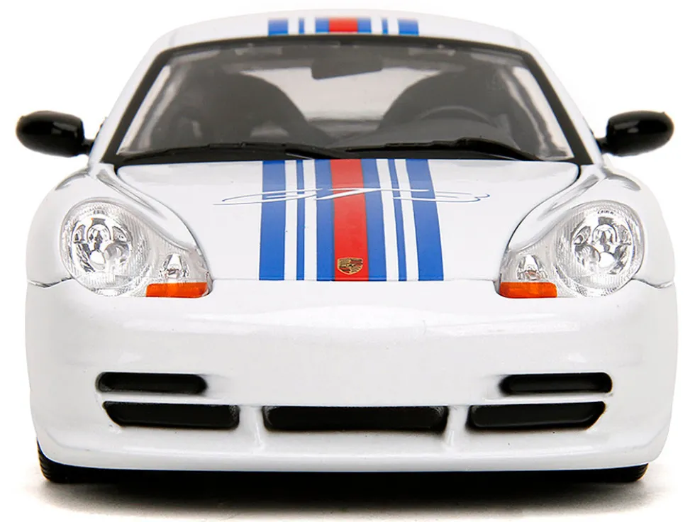 Porsche 911 GT3 (996) White with Red and Blue Stripes "Hyper-Spec" Series 1/24 Diecast Model Car by Jada