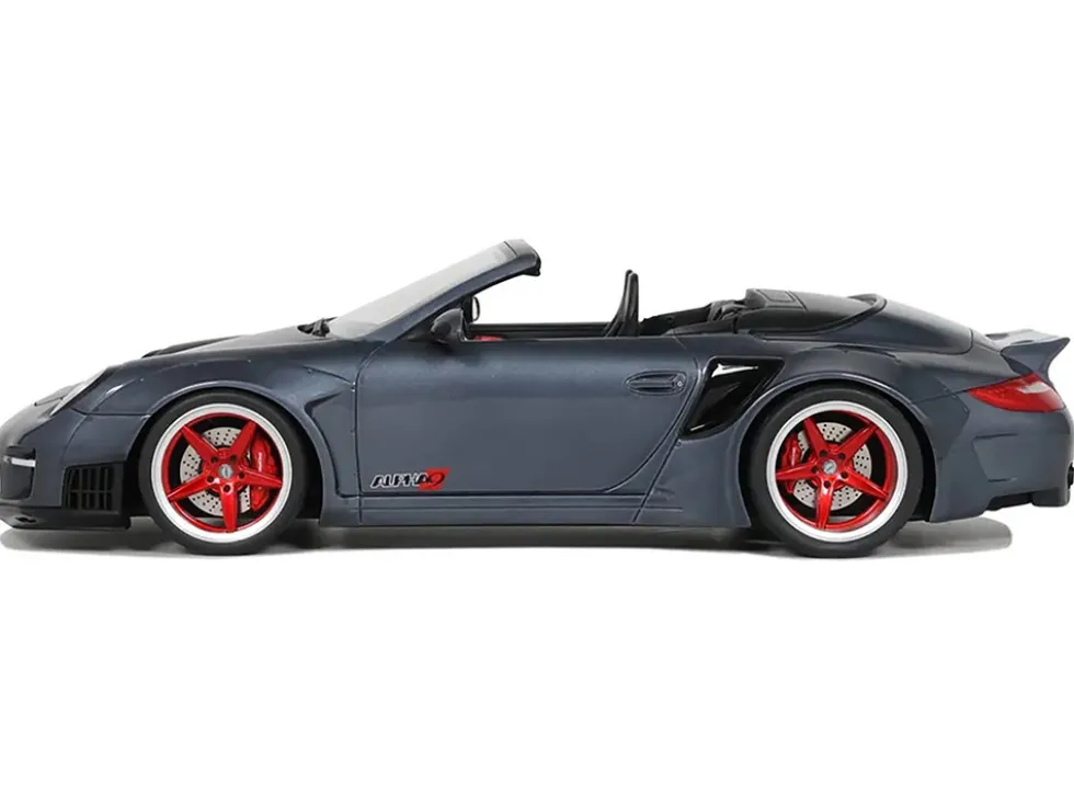 Porsche 911 LB-Works Alpha 9 Gray with Black Hood 1/18 Model Car by GT Spirit