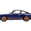 1973 Porsche 911 RS 2.7 Blue with Orange Stripes 1/64 Model Car by Spark