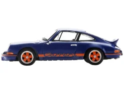 1973 Porsche 911 RS 2.7 Blue with Orange Stripes 1/64 Model Car by Spark