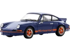 1973 Porsche 911 RS 2.7 Blue with Orange Stripes 1/64 Model Car by Spark