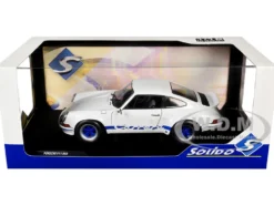 1973 Porsche 911 RSR Carrera White with Blue Stripes 1/18 Diecast Model Car by Solido