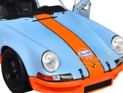 Porsche 911 RSR "Gulf Oil" Light Blue with Orange Stripes "Pink Slips" Series 1/18 Diecast Model Car by Jada