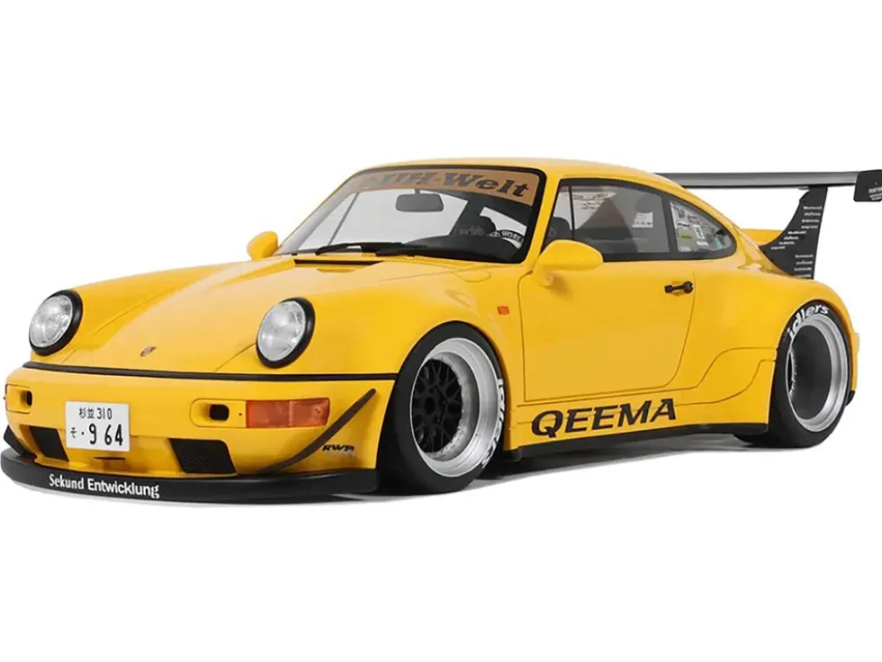 2024 Porsche 911 (964) RWB "Qeema" Yellow 1/18 Model Car by GT Spirit