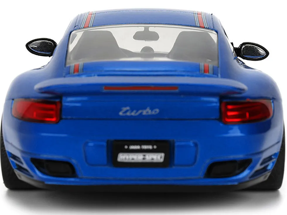 Porsche 911 Turbo (997) #9 Blue Metallic with Stripes "Hyper-Spec" Series 1/24 Diecast Model Car by Jada