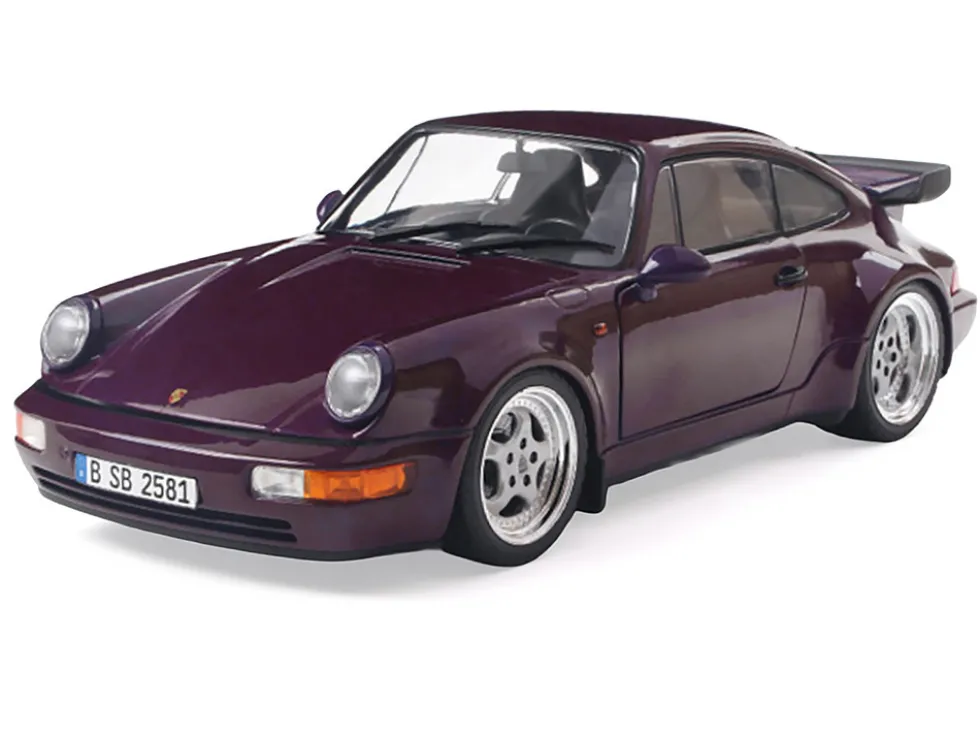 1990 Porsche 911 (964) Turbo Violet Blue Metallic 1/18 Diecast Model Car by Solido