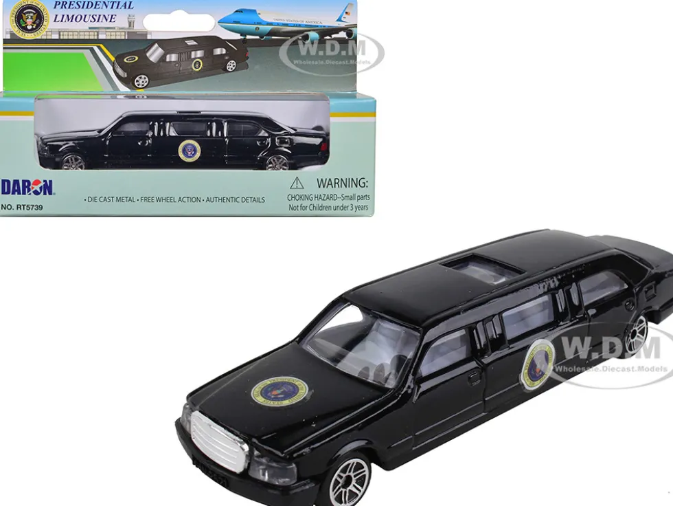 Presidential Limousine Black with Sunroof United States President Diecast Model Daron RT5739