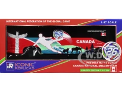 Prevost H3-45 Coach Bus "Canada National Soccer Team" Red with Graphics "International Federation of the Global Game" Series Limited Edition to 504 pieces Worldwide 1/87 (HO) Diecast Model by Iconic Replicas