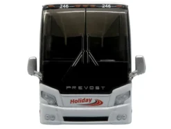 Prevost H3-45 Coach Bus "Holiday Tours - 2024 IMG Operator of the Year" White with Graphics Limited Edition 1/64 Diecast Model by Iconic Replicas