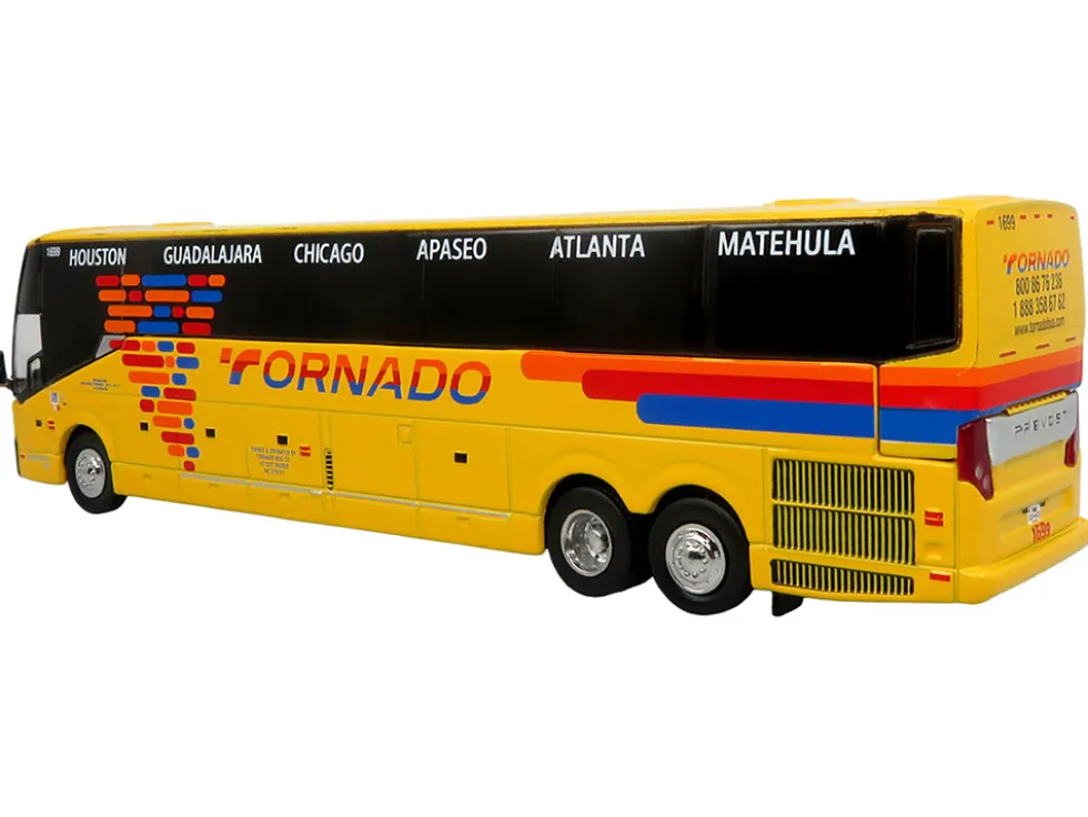 Prevost H3-45 Coach Bus "Tornado Bus Company" Yellow with Graphics Limited Edition 1/87 (HO) Diecast Model by Iconic Replicas