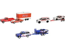 Racing Hitch & Tow Series #6 Set of 3 pieces 1/64 Diecast Model Cars by Greenlight
