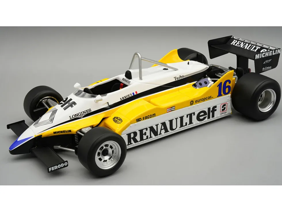 Renault RE30B #16 Rene Arnoux Winner Formula One F1 "French GP" (1982) "Mythos Series" with Display Case Limited Edition to 45 pieces Worldwide 1/18 Model Car by Tecnomodel