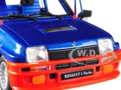 Renault 5 Turbo Metallic Blue Red Accents 1/24 Diecast Model Car Bburago 21088