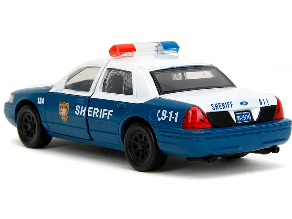 Rick Grimes' Ford Crown Victoria "Sheriff" Blue and White "The Walking Dead" (2010-2022) TV Series "Hollywood Rides" Series 1/32 Diecast Model Car by Jada