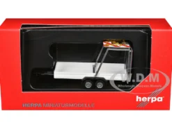 Road Maintenance Trailer White with Striped Top 1/87 (HO) Plastic Model by Promotex