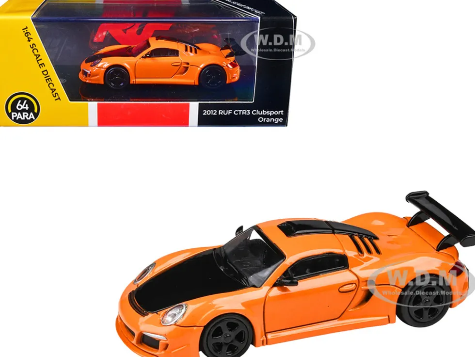 2012 RUF CTR3 Clubsport Orange with Black Hood 1/64 Diecast Model Car Paragon Models PA-55385