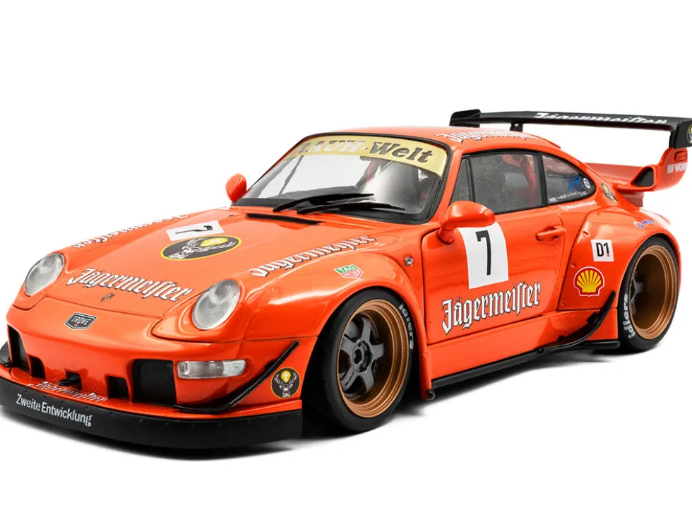 2020 RWB Bodykit #7 "Jagermeister" Orange with Graphics 1/18 Diecast Model Car by Solido