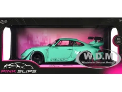 RWB Body Kit "Kei Kishi" Light Blue "Pink Slips" Series 1/18 Diecast Model Car by Jada
